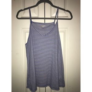 blue and white horizontal striped tank top